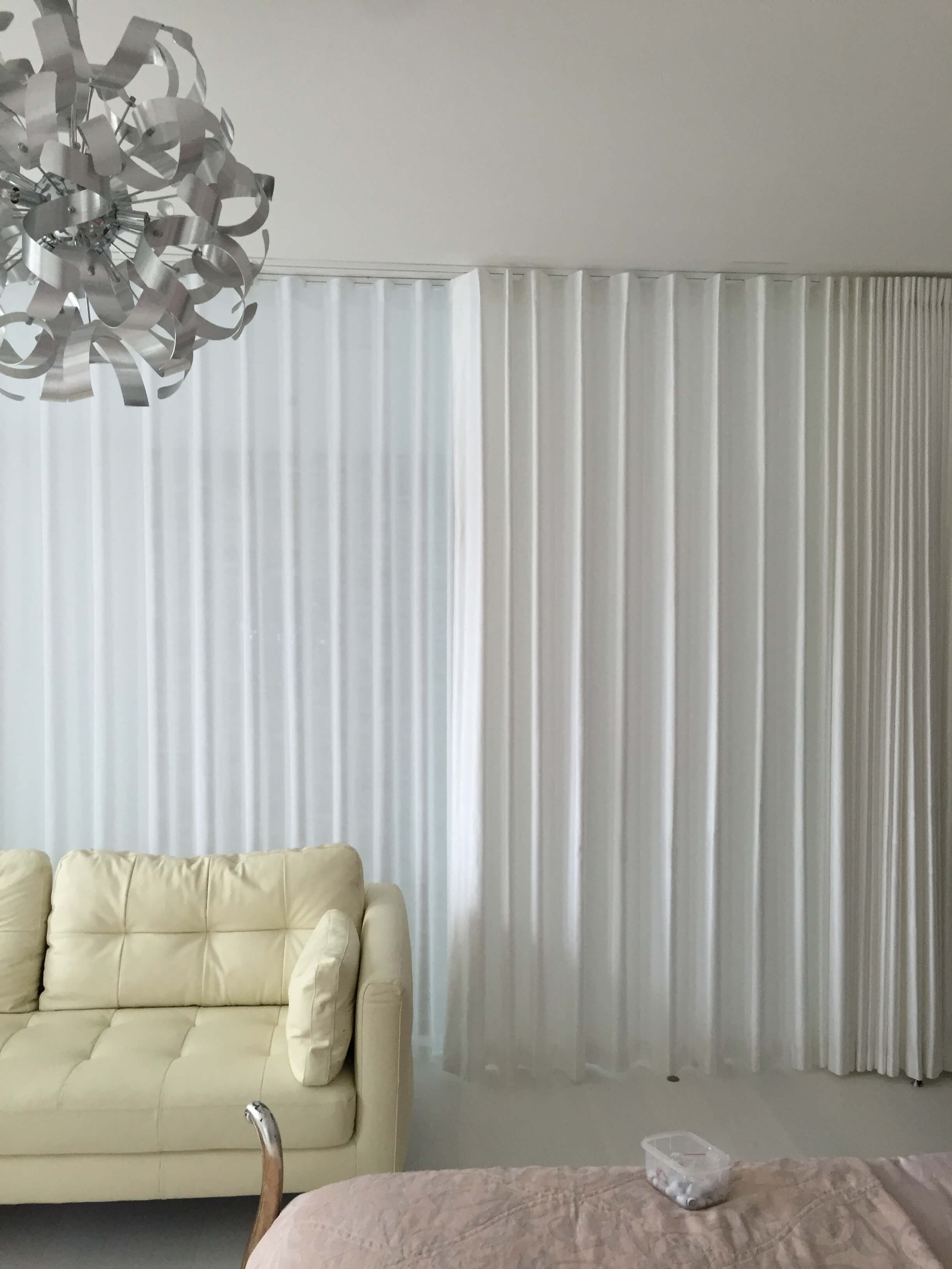 White sheer wave curtains
