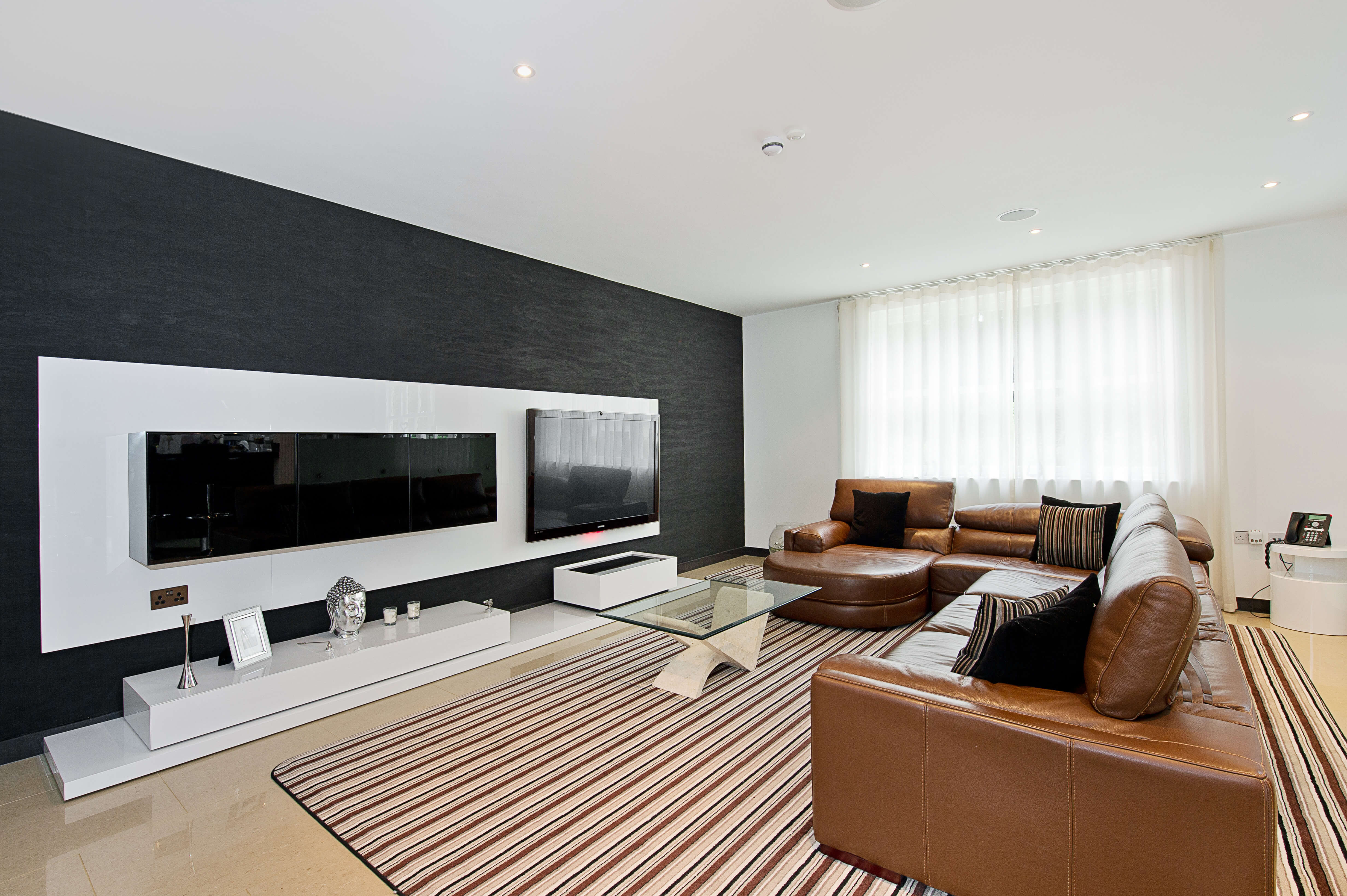 Living room with sheer curtains